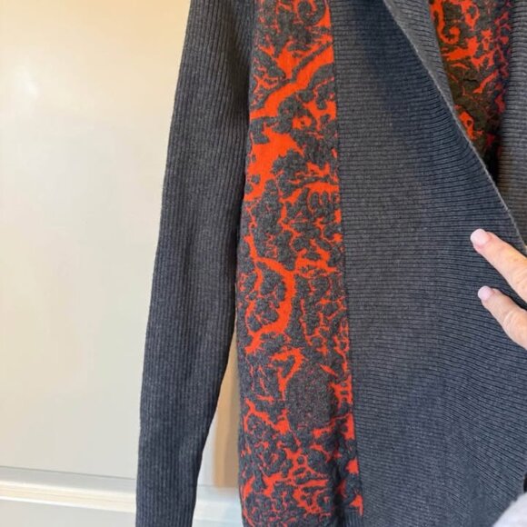 Women’s Alberto Makali Gray and Orange Patterned Long Open Cardigan-Size Medium - Picture 10 of 10
